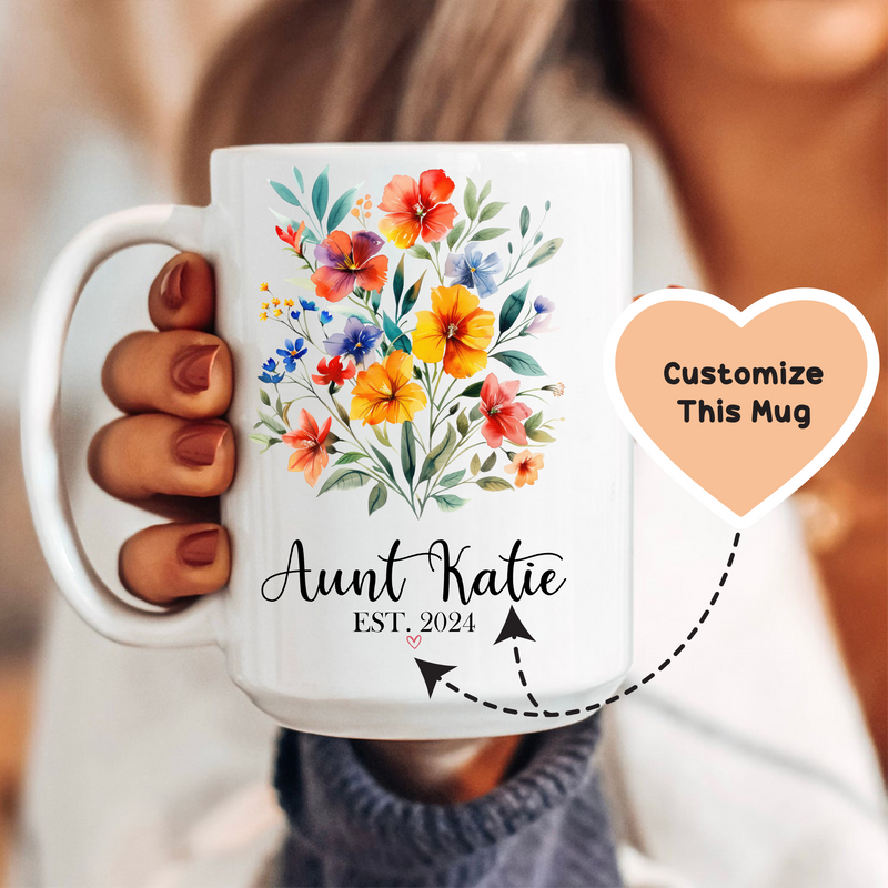 Auntie Floral Custom Mug White / 15 oz printful T-Shirt