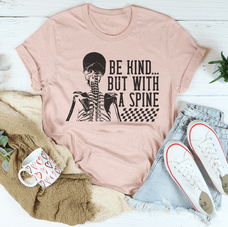 Be kind But With A Spine Tee Heather Prism Peach / S Peachy Sunday T-Shirt