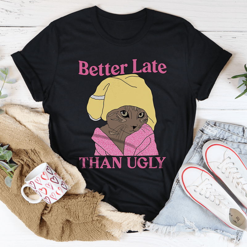 Better Late Than Ugly Kitty Tee Black Heather / S Peachy Sunday T-Shirt