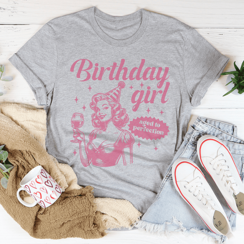 Birthday Girl Aged To Perfection Tee Athletic Heather / S Peachy Sunday T-Shirt