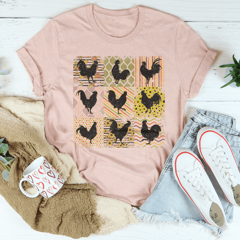 Boho Retro Chickens Tee Heather Prism Peach / S Peachy Sunday T-Shirt