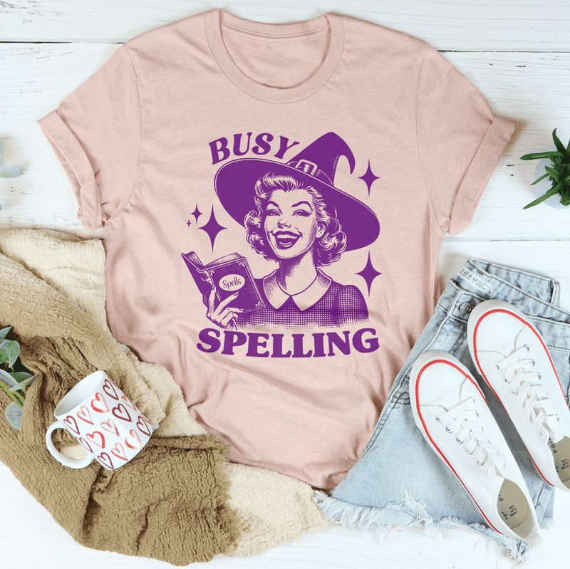 Busy Spelling Tee Heather Prism Peach / S Peachy Sunday T-Shirt