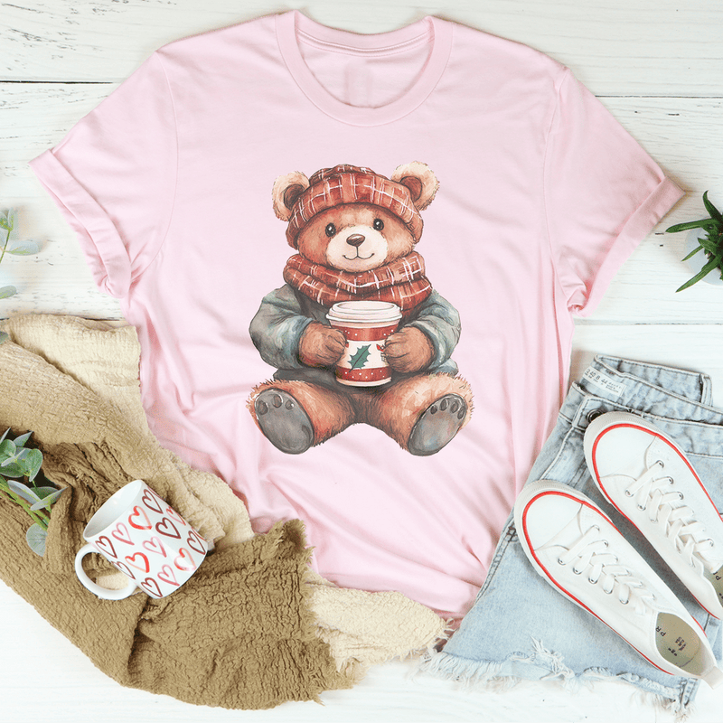 Christmas Cuddle Bear Tee Pink / S Peachy Sunday T-Shirt