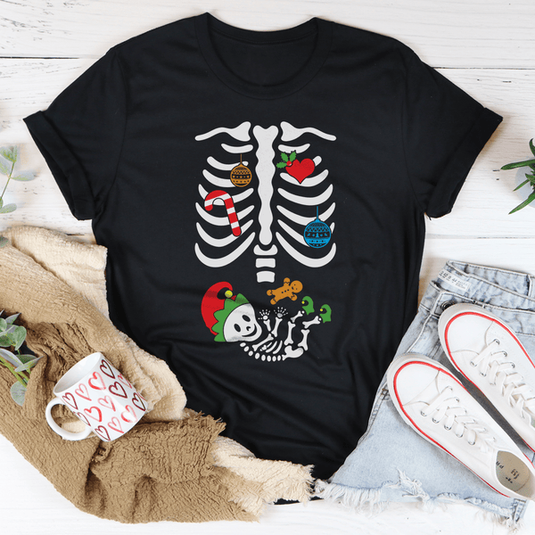 Christmas Pregnant Skeleton Tee Black Heather / S Peachy Sunday T-Shirt