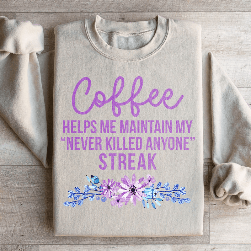 Coffee Helps Me Sweatshirt Sand / S Peachy Sunday T-Shirt