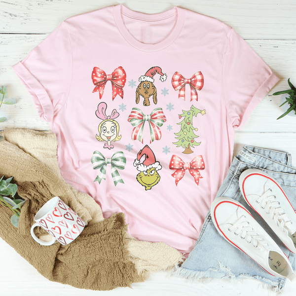 Coquette Bow Grinch Tee Pink / S Peachy Sunday T-Shirt