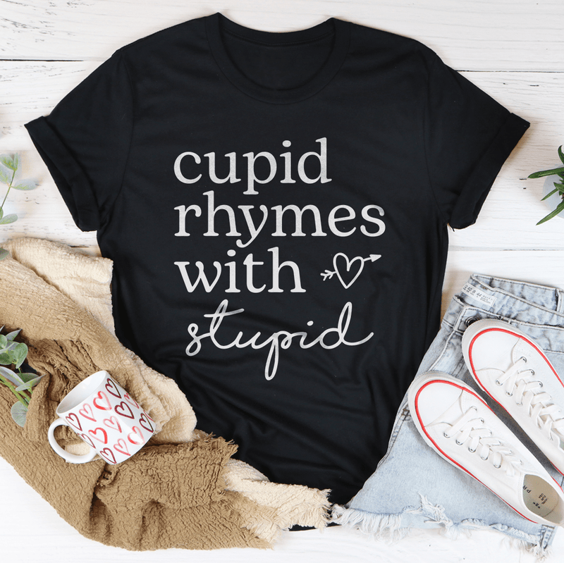 Cupid Rhymes With Stupid Tee Black Heather / S Peachy Sunday T-Shirt