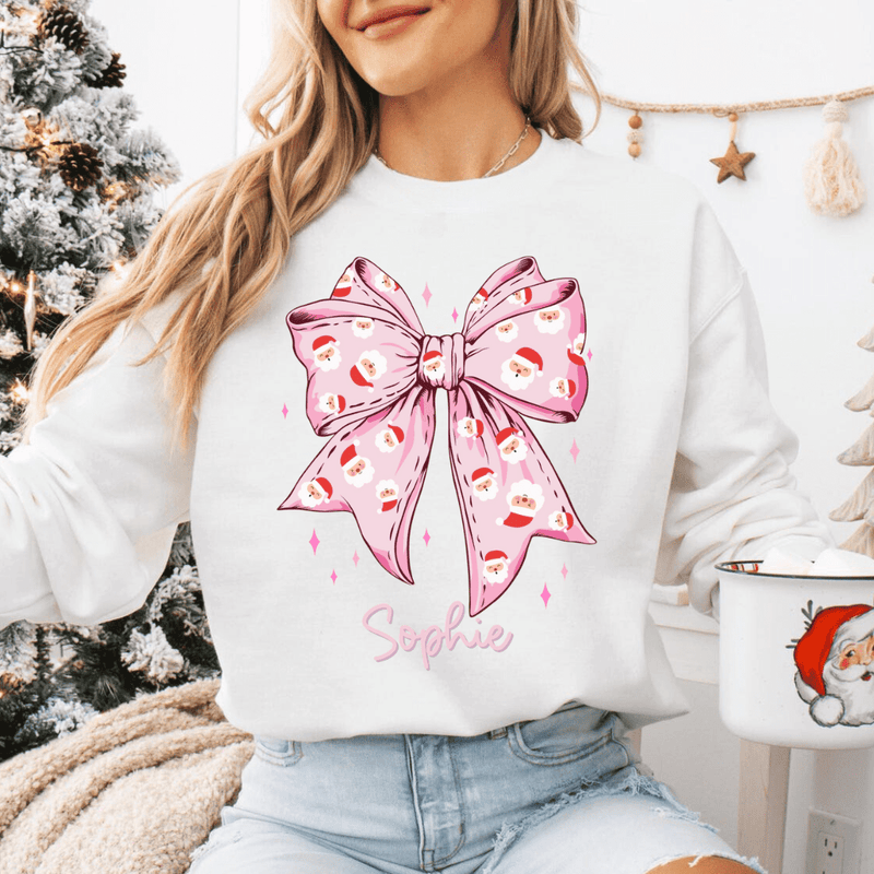 Custom Santa Bow Christmas Sweatshirt White / S printful T-Shirt