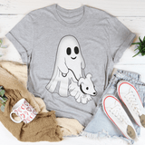 Cute Ghost Walking Dog Tee Athletic Heather / S Peachy Sunday T-Shirt