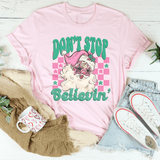 Don't Stop Believin Pink Santa Tee Pink / S Peachy Sunday T-Shirt