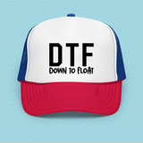 DTF Down To Float Trucker Hat White / Royal / Red Peachy Sunday T-Shirt