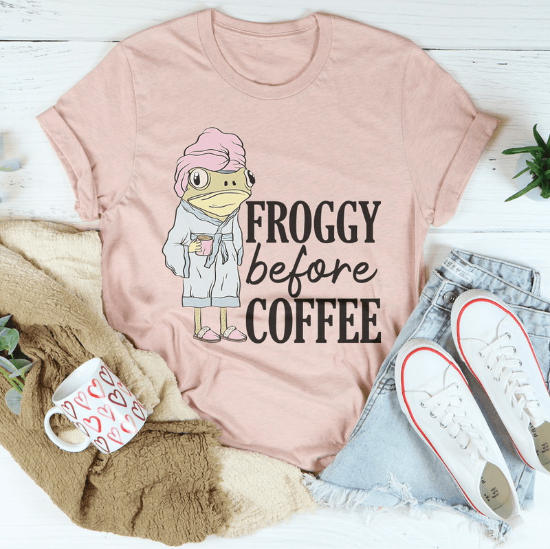 Froggy Before Coffee Tee Heather Prism Peach / S Peachy Sunday T-Shirt