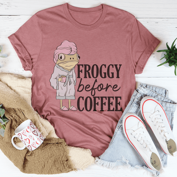 Froggy Before Coffee Tee Mauve / S Peachy Sunday T-Shirt