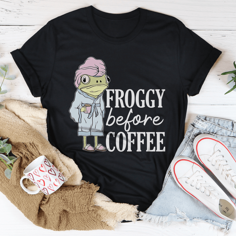 Froggy Before Coffee Tee Peachy Sunday T-Shirt