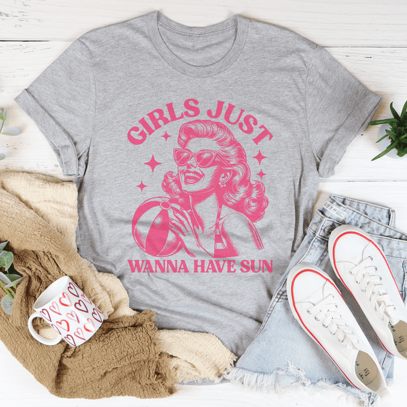 Girls Just Wanna Have Sun Tee Athletic Heather / S Peachy Sunday T-Shirt