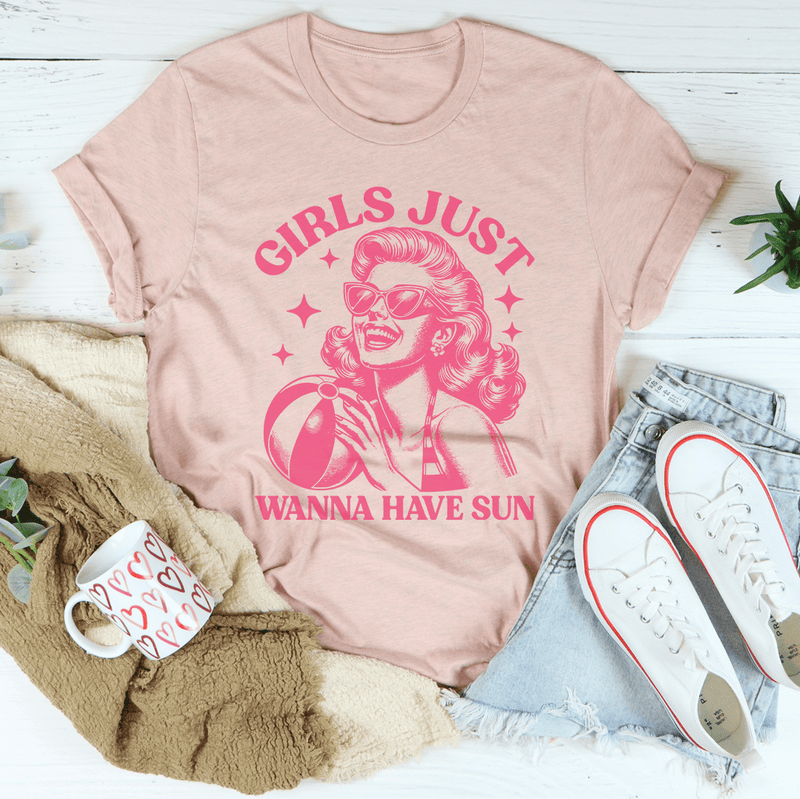 Girls Just Wanna Have Sun Tee Heather Prism Peach / S Peachy Sunday T-Shirt