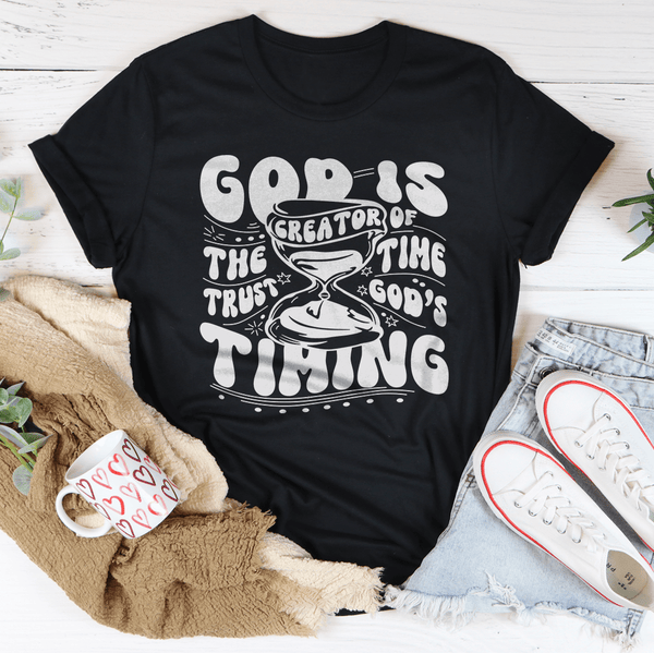 God Is The Creator Of Time Trust God's Timing Tee Black Heather / S Peachy Sunday T-Shirt