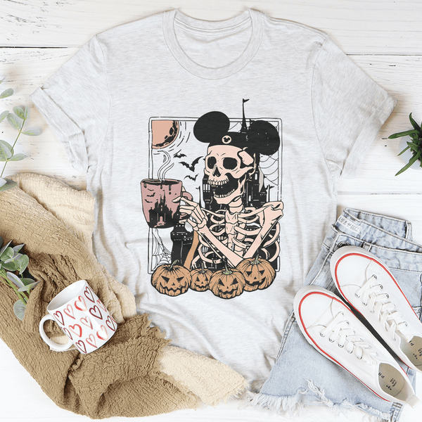 Halloween Skeleton Mickey Ears Tee  Tee Ash / S Printify T-Shirt T-Shirt