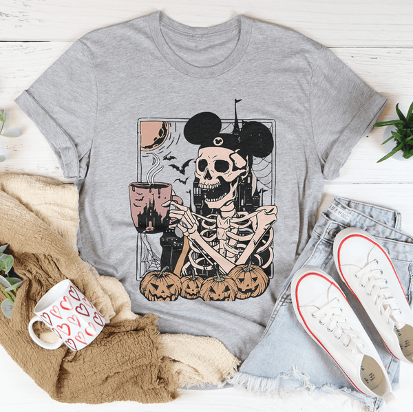 Halloween Skeleton Mickey Ears Tee  Tee Athletic Heather / S Printify T-Shirt T-Shirt