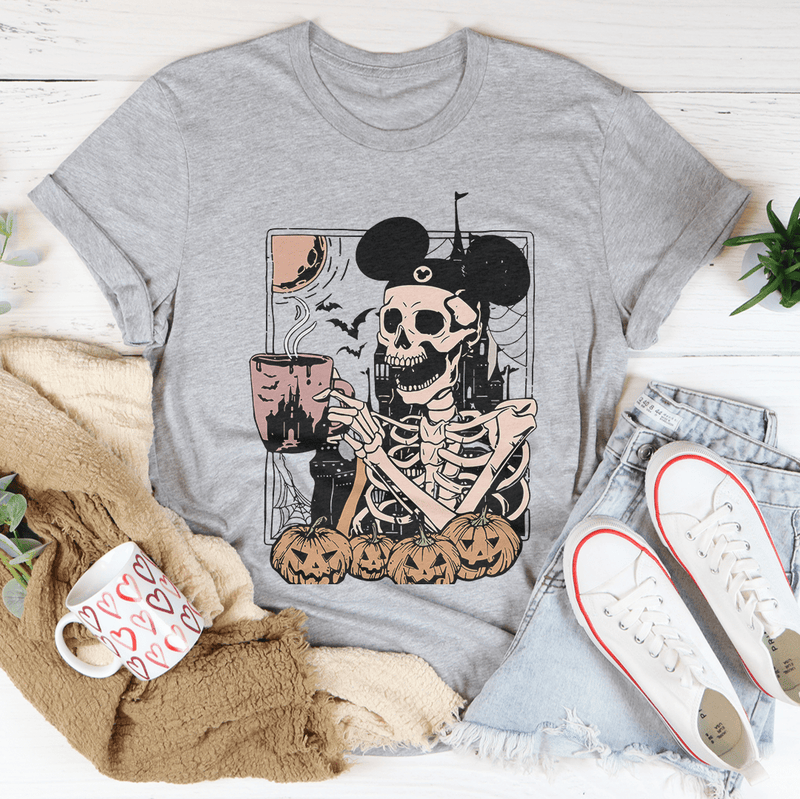 Halloween Skeleton Mickey Ears Tee  Tee Athletic Heather / S Printify T-Shirt T-Shirt