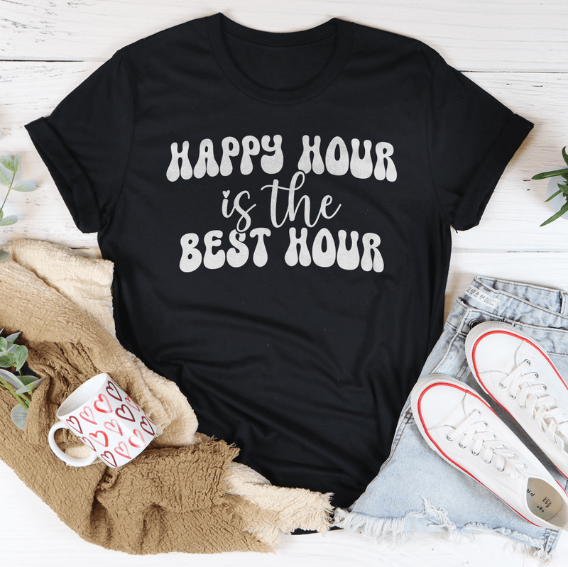 Happy Hour Is The Best Hour Tee Black Heather / S Peachy Sunday T-Shirt