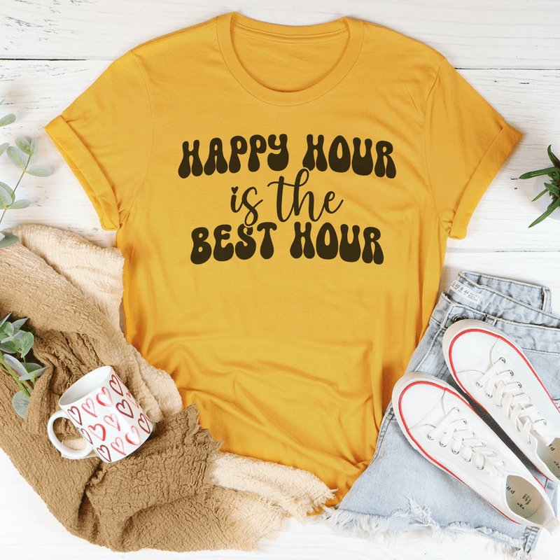 Happy Hour Is The Best Hour Tee Mustard / S Peachy Sunday T-Shirt