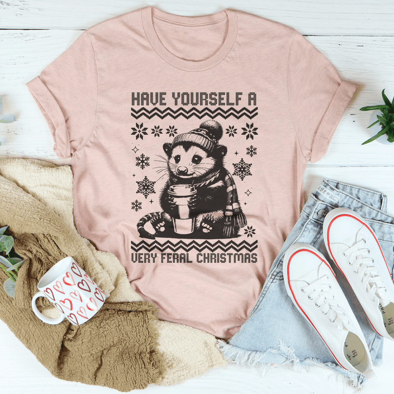 Have Yourself A Very Feral Christmas Tee Heather Prism Peach / S Peachy Sunday T-Shirt