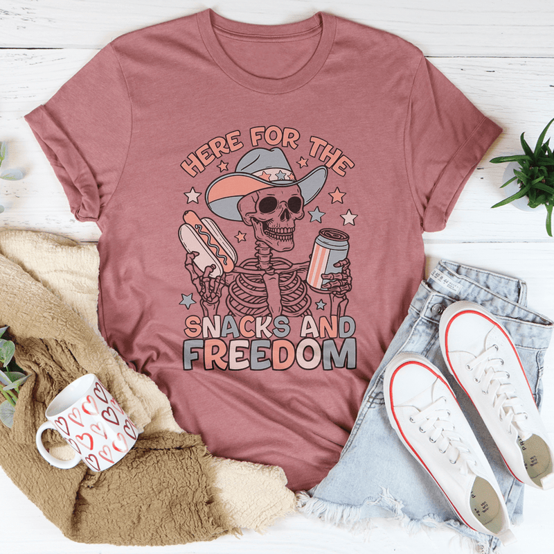 Here For The Snacks And Freedom Tee Mauve / S Peachy Sunday T-Shirt