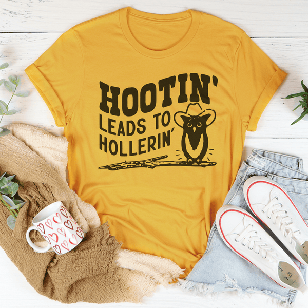 Hootin Leads To Hollerin Tee Mustard / S Peachy Sunday T-Shirt