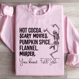 Hot Cocoa Scary Movies Pumpkin Spice Murder Sweatshirt Light Pink / S Peachy Sunday T-Shirt