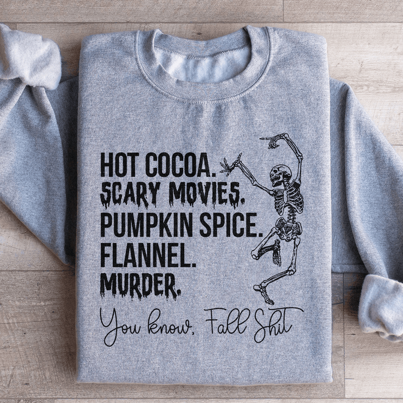 Hot Cocoa Scary Movies Pumpkin Spice Murder Sweatshirt Sport Grey / S Peachy Sunday T-Shirt