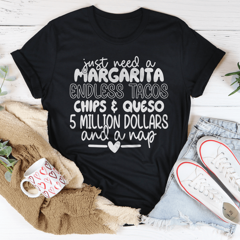 I Just Need A Margarita Endless Tacos Chips Tee Black Heather / S Peachy Sunday T-Shirt