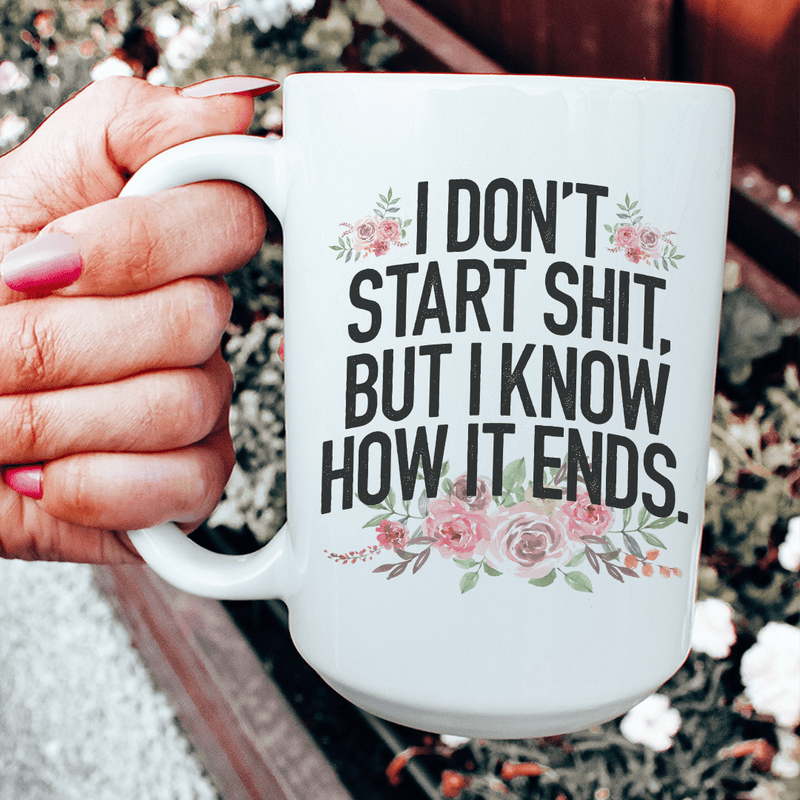 I Know How It Ends Mug 15 oz Peachy Sunday T-Shirt