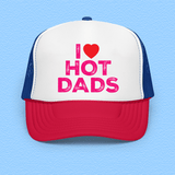 I Love Hot Dads Trucker Hat White / Royal / Red Peachy Sunday T-Shirt