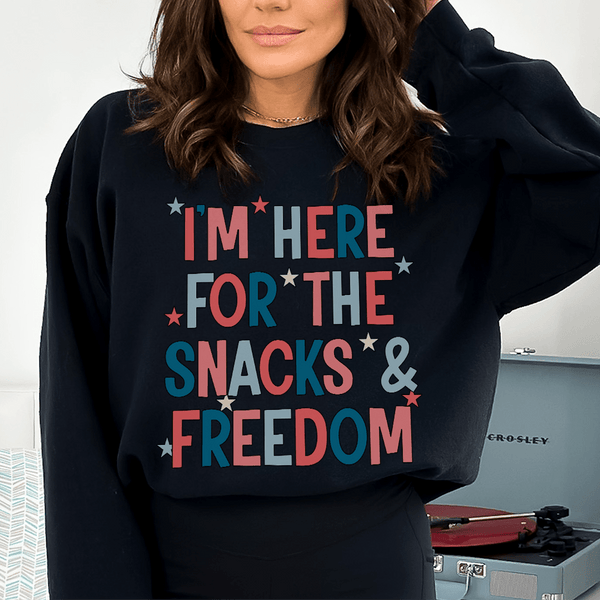 I'm Here For The Snacks And Freedom Tee Black / S Peachy Sunday T-Shirt