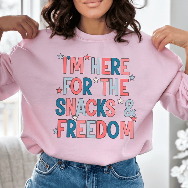 I'm Here For The Snacks And Freedom Tee Light Pink / S Peachy Sunday T-Shirt