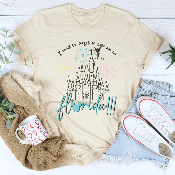 I Need To Forget So Take Me To Florida Tee Soft Cream / S Peachy Sunday T-Shirt