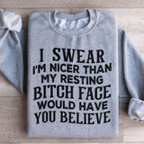 I Swear I'm Nicer Sweatshirt Sport Grey / S Peachy Sunday T-Shirt