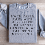 I Wish People Came With A 30 Second Trailer Sweatshirt Sport Grey / S Peachy Sunday T-Shirt