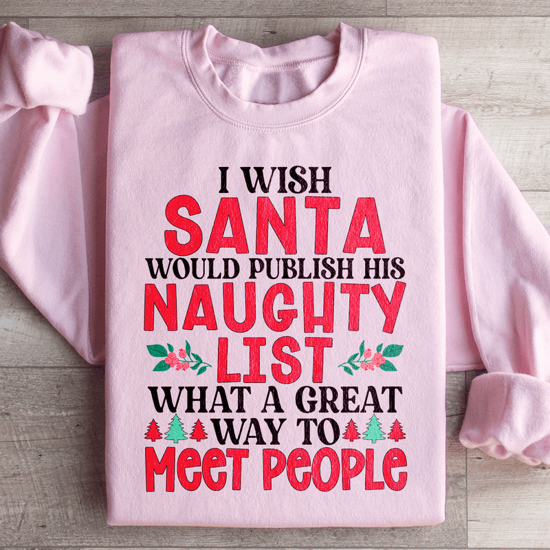 I Wish Santa Would Publish His Naughty List Sweatshirt Light Pink / S Peachy Sunday T-Shirt