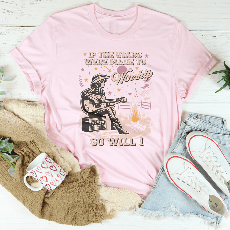 If The Stars Were Made To Worship To Will I Tee Pink / S Peachy Sunday T-Shirt