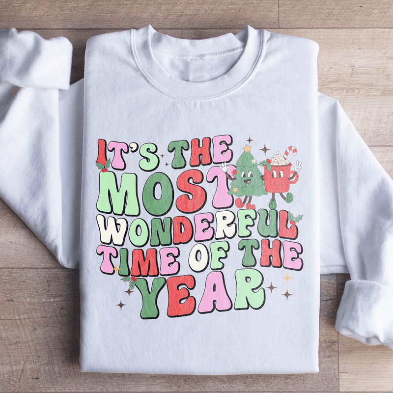 It's The Most Wonderful Time Of The Year Retro Sweatshirt White / S Peachy Sunday T-Shirt