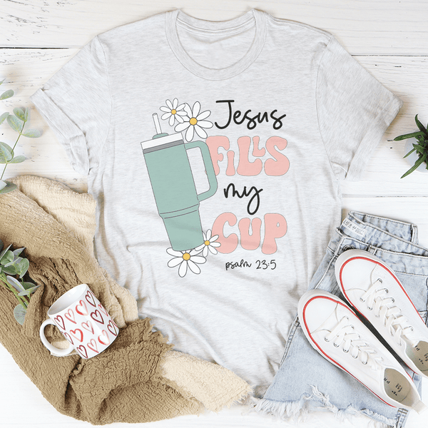 Jesus Fills My Cup Psalm 235 Tee Ash / S Peachy Sunday T-Shirt