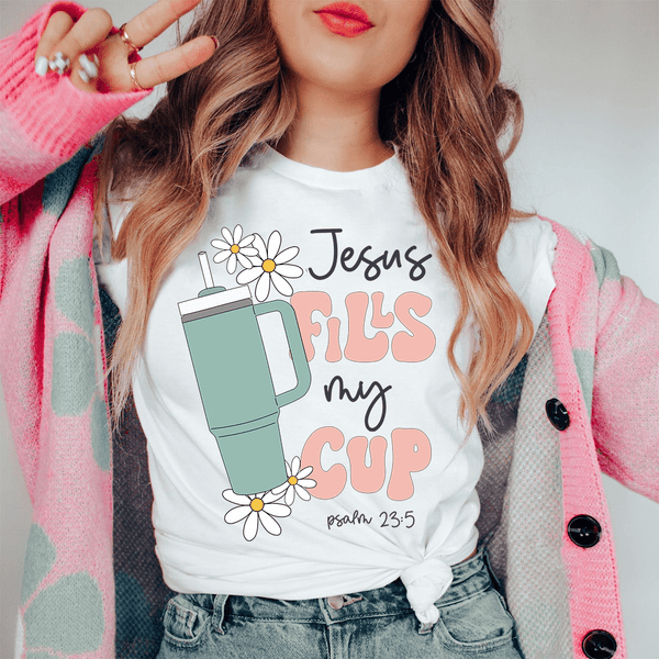 Jesus Fills My Cup Psalm 235 Tee Ash / S Peachy Sunday T-Shirt