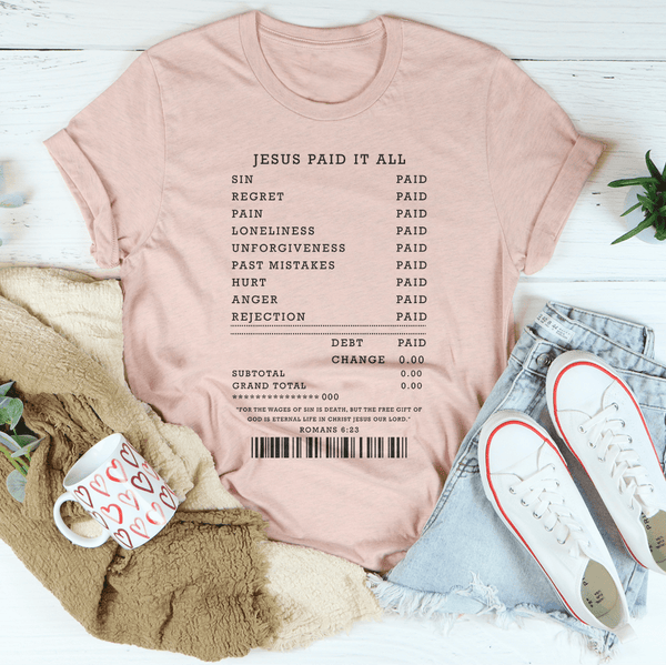 Jesus Paid It All Tee Heather Prism Peach / S Peachy Sunday T-Shirt