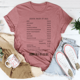 Jesus Paid It All Tee Mauve / S Peachy Sunday T-Shirt