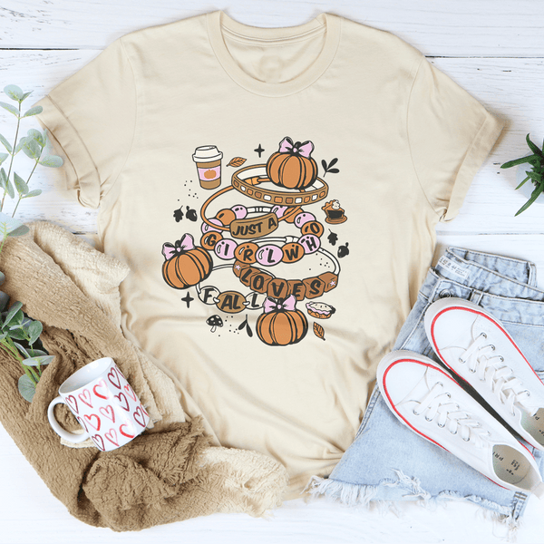 Just A Girl Who Loves Fall Tee Soft Cream / S Peachy Sunday T-Shirt