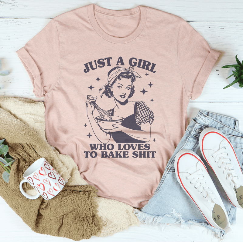 Just A Girl Who Loves To Bake Sh-t Tee Heather Prism Peach / S Peachy Sunday T-Shirt