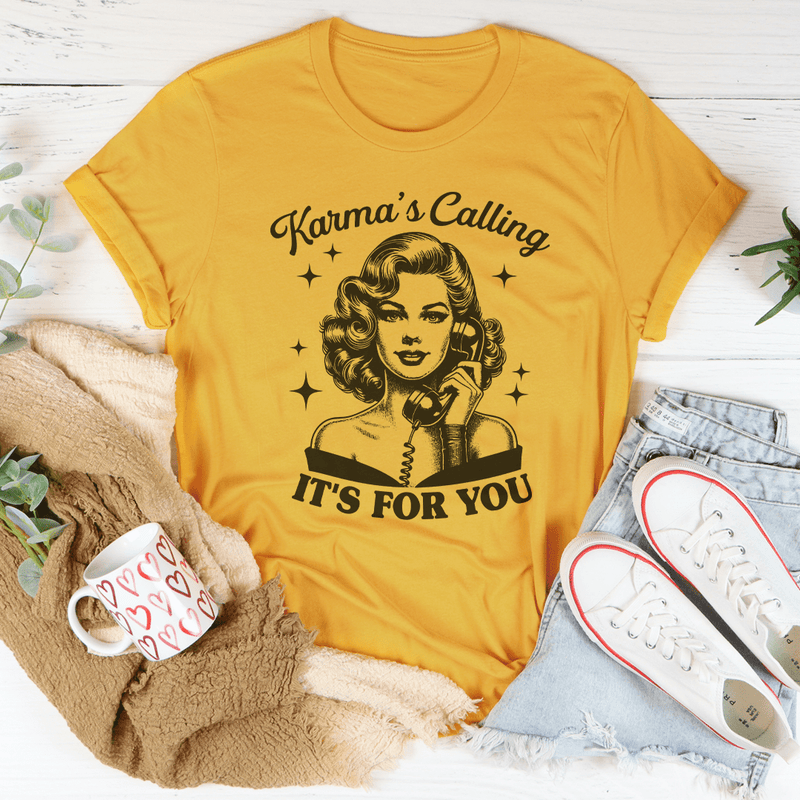 Karma's Calling It's For You Tee Mustard / S Peachy Sunday T-Shirt