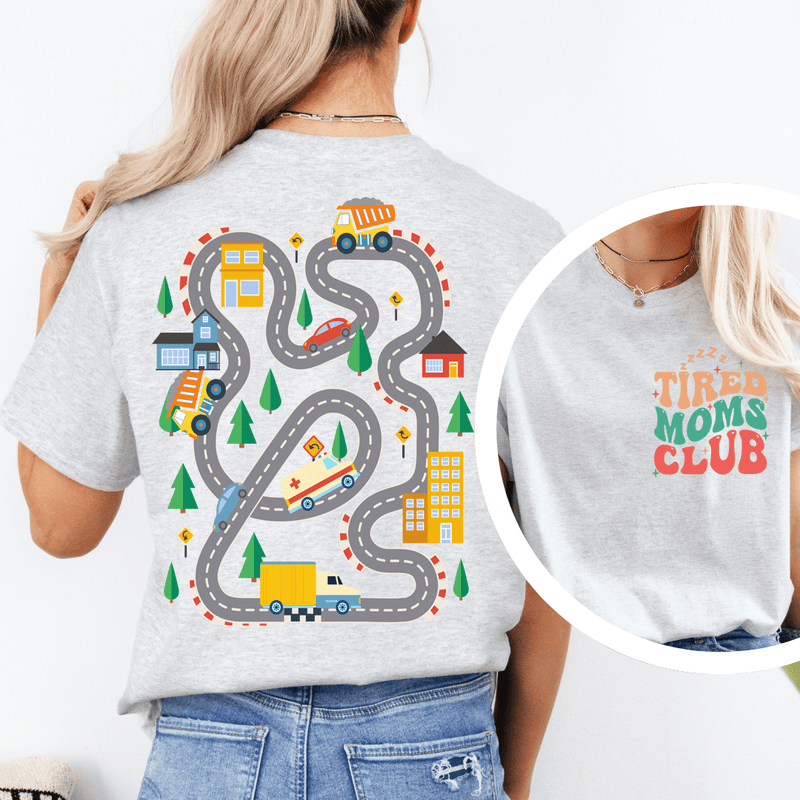 Kids Play Car Race On Mom’s Back Tee Ash / S Peachy Sunday T-Shirt